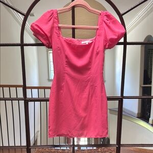 Elegant Pink Puff Sleeve Dress